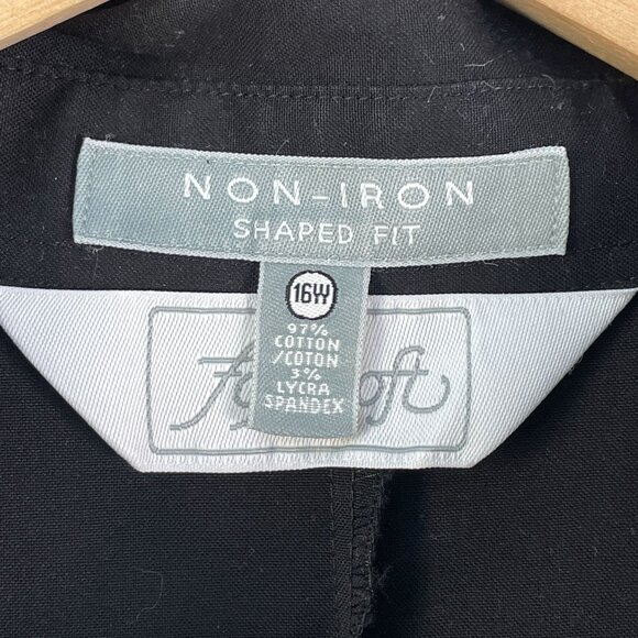 Foxcroft Non Iron Shirt Womens Plus 16W Black Shaped Fit Button Button Blouse - Picture 3 of 8